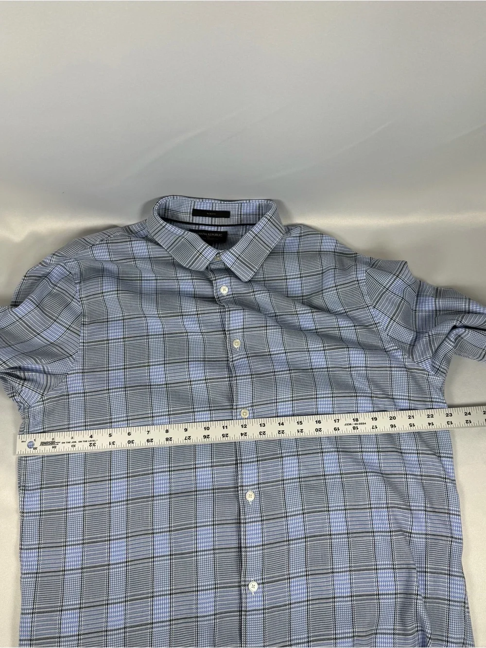Banana Republic Men’s Blue Plaid Wrinkle‑Resistant Slim Fit Dress Shirt |Size XL
